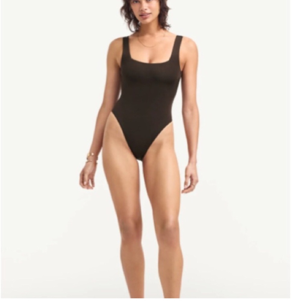 Vitamin A Olive Scoop-Neck One-Piece Swimsuit
